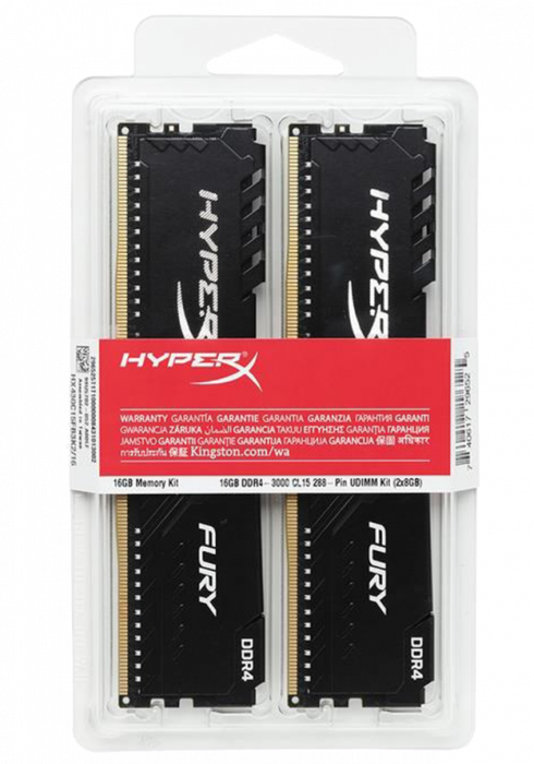 Pamięć RAM KINGSTON HyperX FURY DIMM DDR4 16GB (2 x 8gb) 3200MHz CL16 (Czarna)