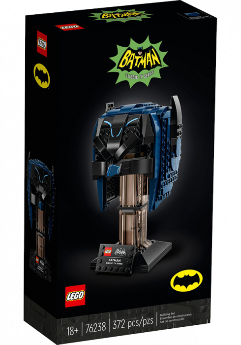 Okładka LEGO DC Maska Batmana z klasycznego serialu telewizyjnego 76238