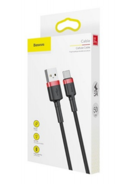 Okładka Kabel USB do USB-C Baseus Cafule 3A 0.5m (czerwono-czarny)