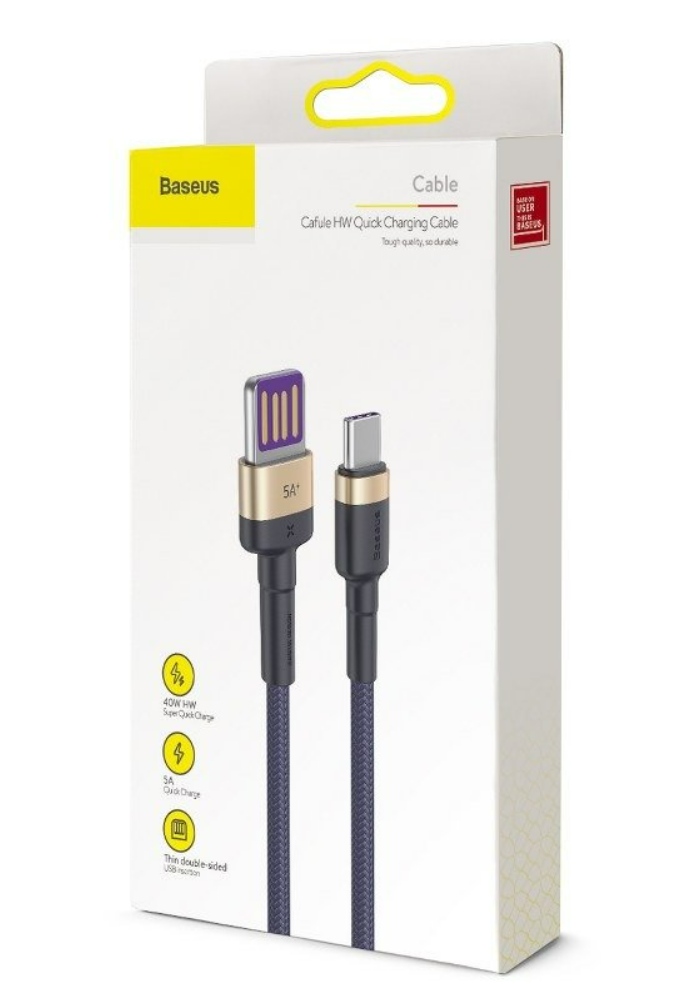 Okładka Kabel USB do USB-C Baseus Cafule Huawei SuperCharge, QC 3.0, 5A 1m (granatowo-złoty)