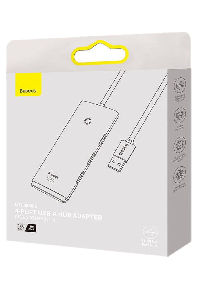 Okładka Hub 4w1 Baseus Lite Series USB do 4x USB 3.0 1m (czarny)