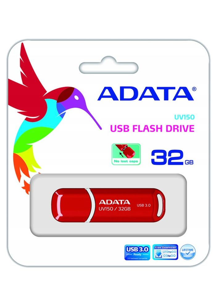 Okładka Pamięć przenośna (pendrive) ADATA UV150 USB 3.1 - 32GB, czerwony