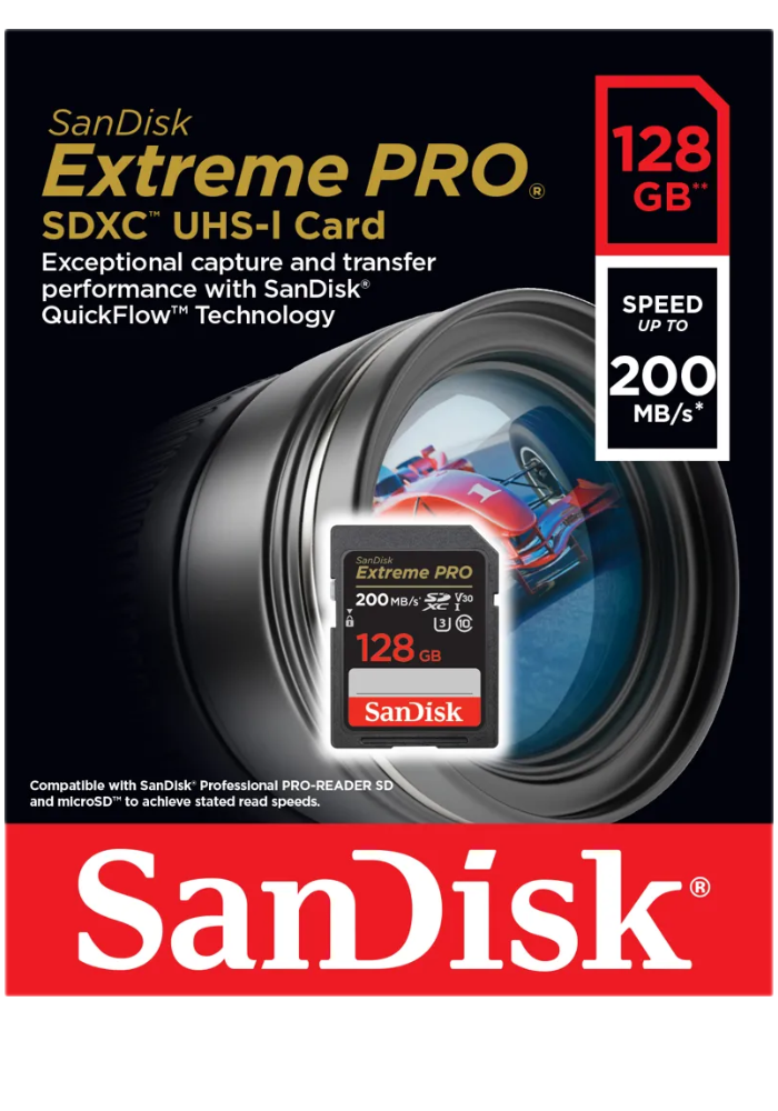 Okładka Karta pamięci SANDISK EXTREME PRO SDXC 128GB 200/90 MB/s C10 V30 UHS-I U3