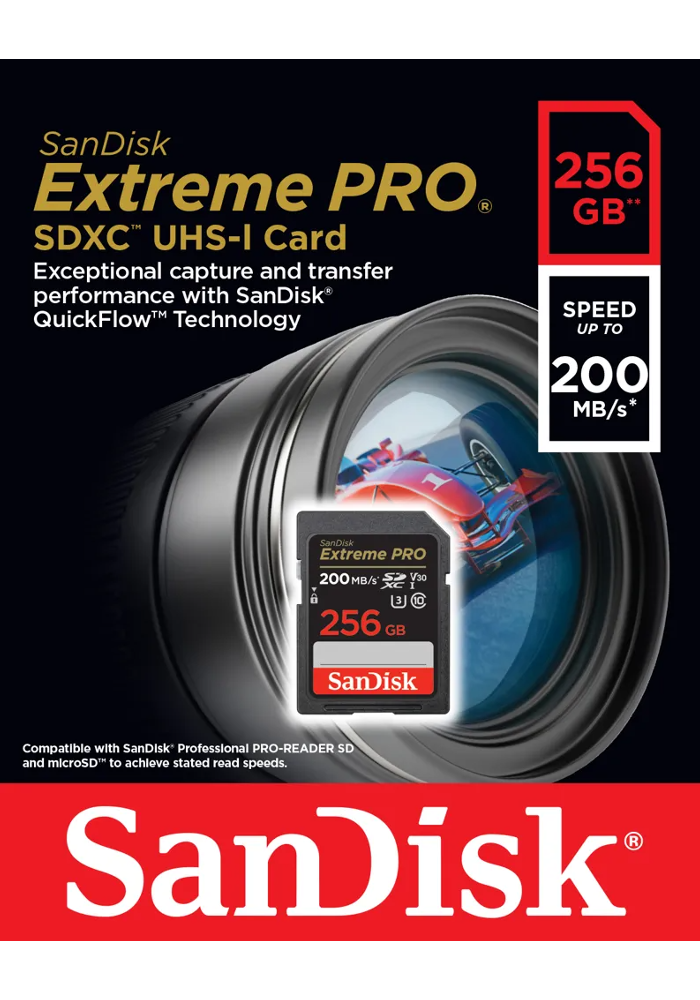 Okładka KARTA SANDISK EXTREME PRO SDXC 256GB 200/140 MB/s C10 V30 UHS-I U3 